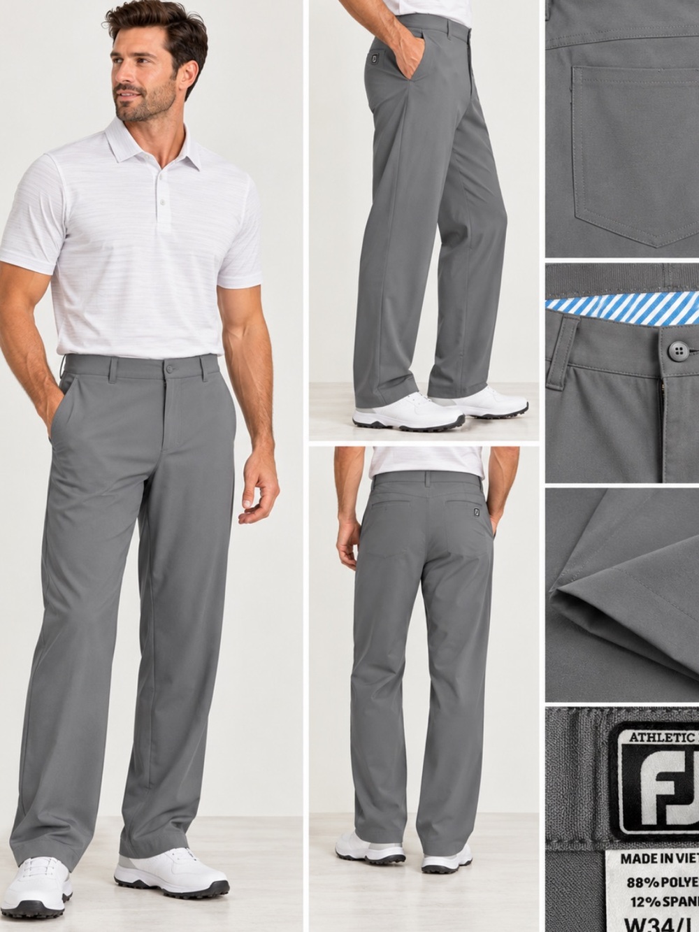 FootJoy Athletic Fit Gray Athletic Pants Waist 34 Length 34 New with out tag